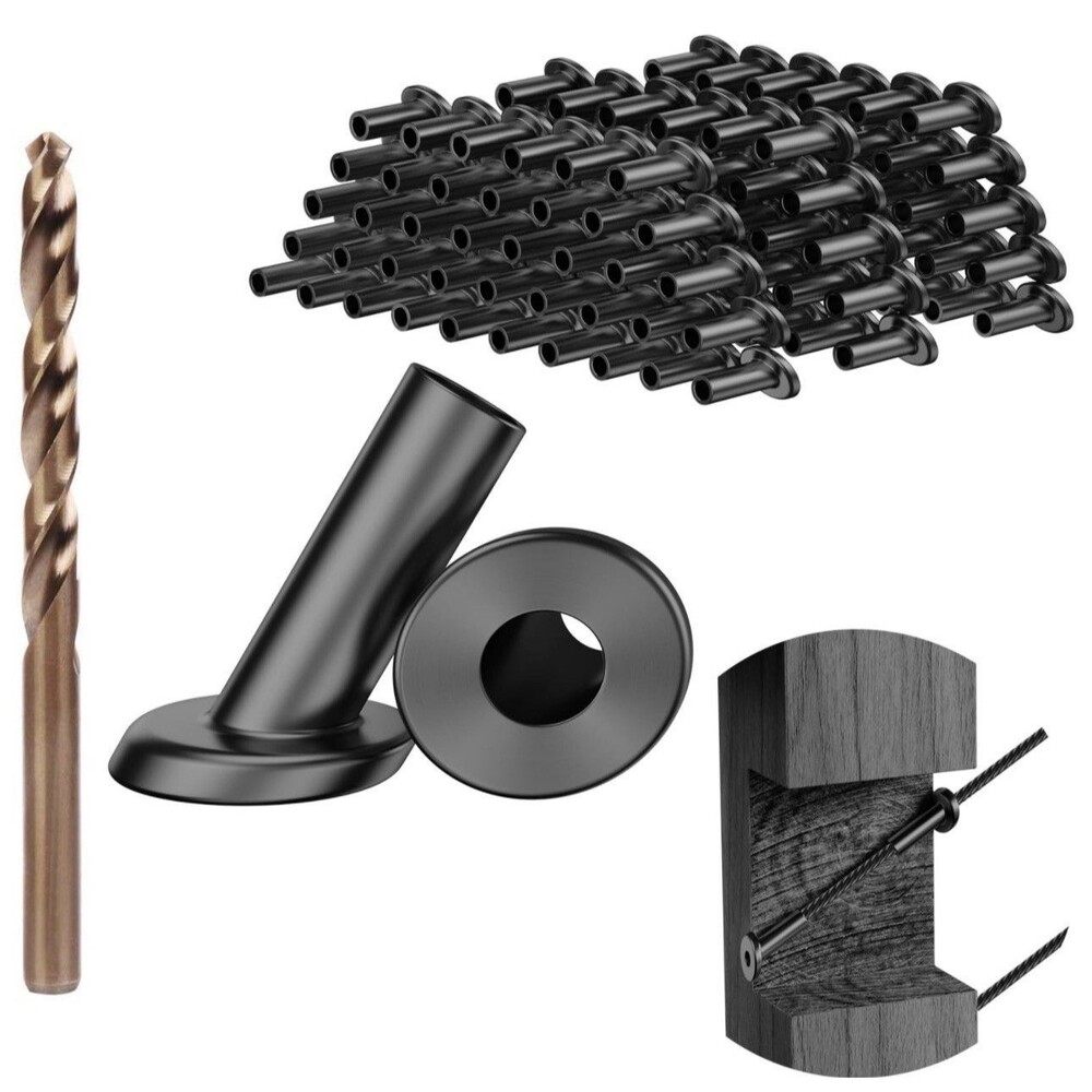 40 Pack 1/8 Black Cable Railing Angle Protector Sleeves for Deck & Stair Use